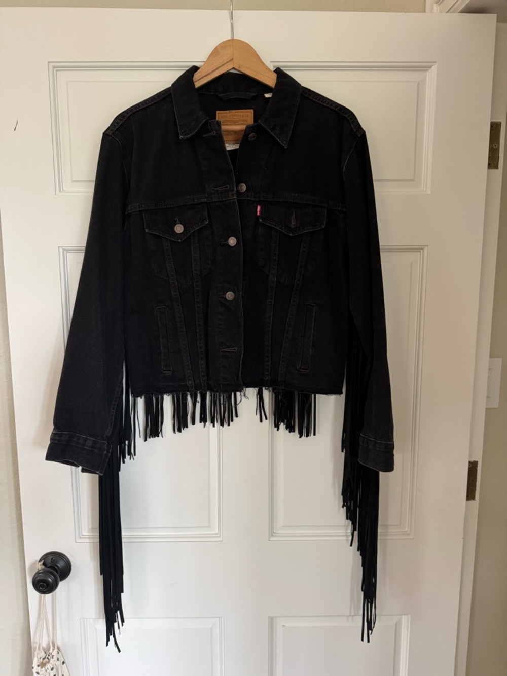 Levi's Black Fringe Trucker Denim Jacket